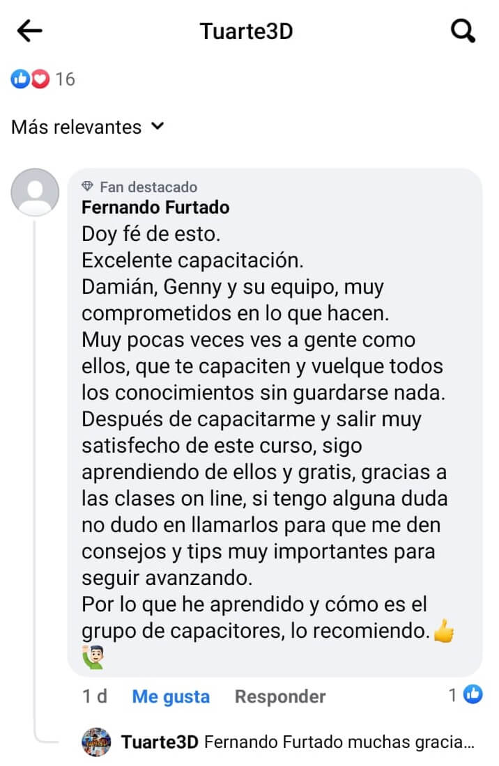 fernando furtado alumno tuarte3d presencia satisfecho
