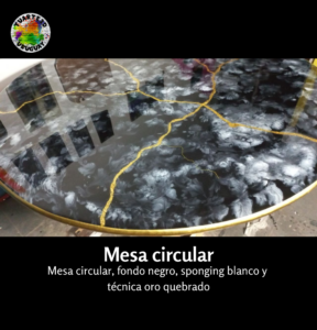 Mesa circular con resin epoxi