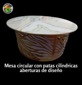 mesa circular con resina epoxi y patas de diseno